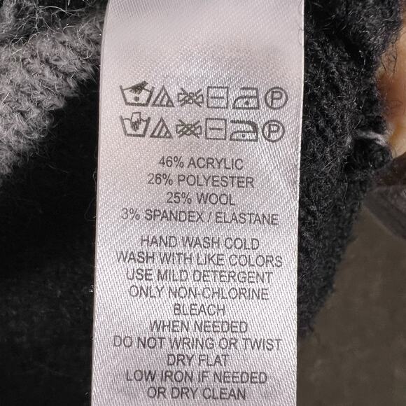 Max Studio Women's Wool Blend One Button Shawl Neck Cardigan Gray Black Sz L - Picture 9 of 11